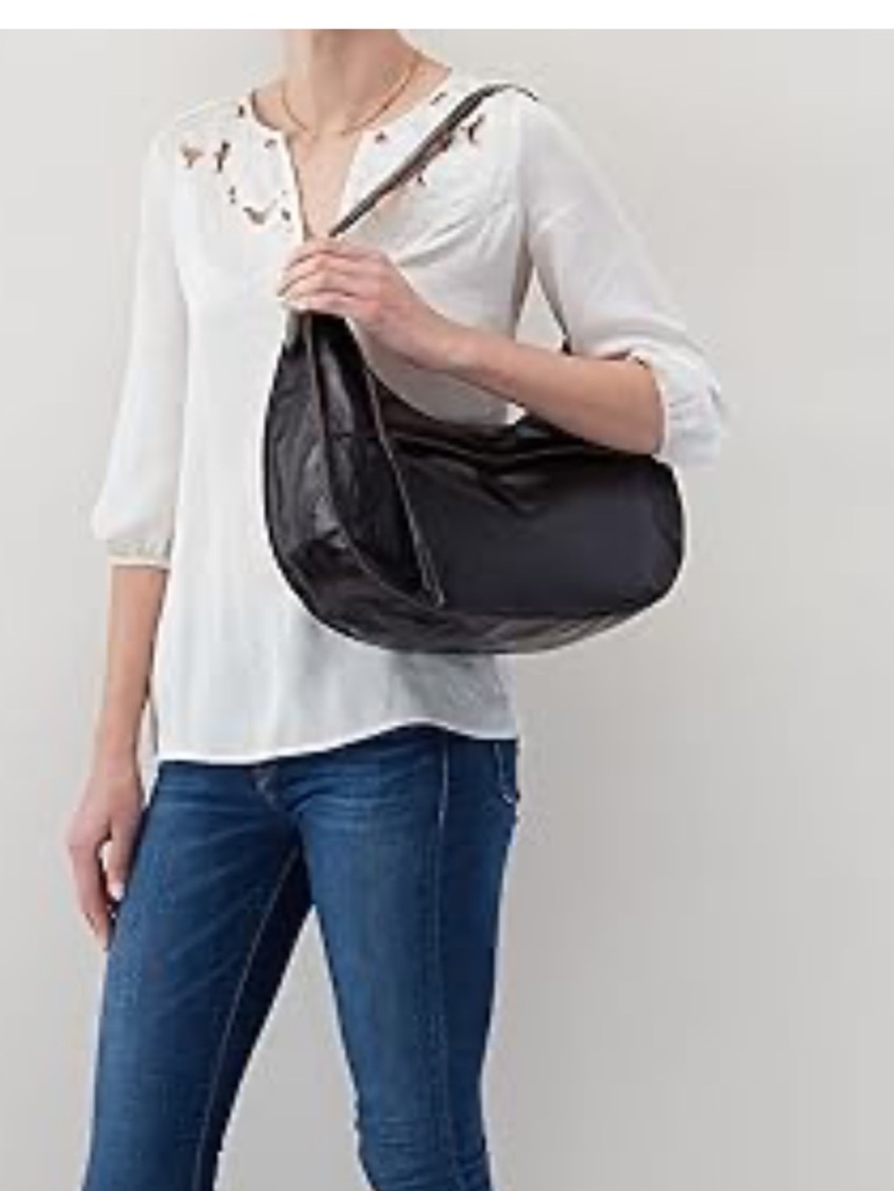 HOBO International black leather shoulder bag with brass hardware NWT $288